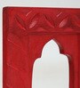 Red Distress Color Handpainted Engineered Wood Carving Jharokha Frame
