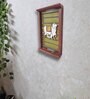 Red Distress Finish Sheesham Wood Rectangle Wall Art with Cow
