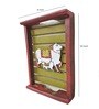 Red Distress Finish Sheesham Wood Rectangle Wall Art with Cow