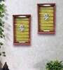 Red Distress Finish Sheesham Wood Rectangle Wall Art with Ganesha