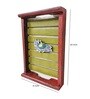 Red Distress Finish Sheesham Wood Rectangle Wall Art with Peacock