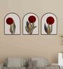 Red Engineered Wood (Set of 3) Art Panels