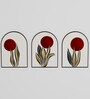 Red Engineered Wood (Set of 3) Art Panels