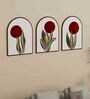 Red Engineered Wood (Set of 3) Art Panels