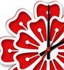 Red Engineered Wood Analog Wall Clock