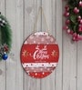 Red Engineered Wood Merry Christmas & Happy New Year Wall Hanging