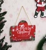 Red Engineered Wood Merry Christmas & Happy New Year Wall Hanging