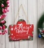 Red Engineered Wood Merry Christmas & Happy New Year Wall Hanging