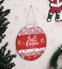 Red Engineered Wood Merry Christmas & Happy New Year Wall Hanging