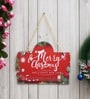 Red Engineered Wood Merry Christmas & Happy New Year Wall Hanging