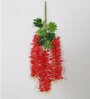 Red Fabric & Plastic Artificial Hanging Orchid Flower