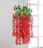 Red Fabric & Plastic Artificial Hanging Orchid Flower
