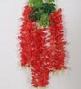 6 Pcs Red Polyester Fabric Artificial Hanging Orchid Flowers
