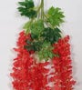 Red Fabric & Plastic Artificial Hanging Orchid Flower