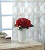Red Fabric Rose Bunch Artificial Flowers