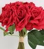 Red Fabric Rose Bunch Artificial Flowers