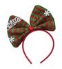 Red & Green Merry Christmas Themed Bow Headband With Snowflake Design