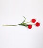 Red Fabric Decorative Artificial BallMum Flowers Set of 2