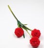Red Fabric Decorative Artificial BallMum Flowers Set of 3