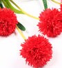 Red Fabric Decorative Artificial BallMum Flowers Set of 2