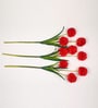 Red Fabric Decorative Artificial BallMum Flowers Set of 3