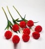 Red Fabric Decorative Artificial BallMum Flowers Set of 3