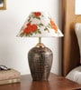 Minimalist Red Fabric Shade Night Lamp With Teracotta Base