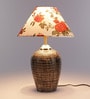 Minimalist Red Fabric Shade Night Lamp With Teracotta Base