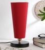 Red Cotton Shade Table Lamp with Metal Base