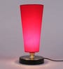 Red Cotton Shade Table Lamp with Metal Base
