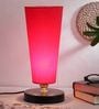 Red Cotton Shade Table Lamp with Metal Base