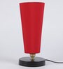 Red Cotton Shade Table Lamp with Metal Base