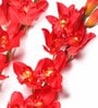 Red Fabric Orchid Artificial Flower Pack of 2