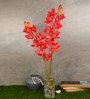 Red Fabric Orchid Artificial Flower Pack of 2