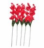 Red Fabric Orchid Artificial Flower Pack of 5