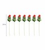 Red Fabric Rose Artificial Flower Set of 7