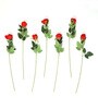 Red Fabric Rose Artificial Flower Set of 7