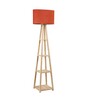 Peri Red Fabric Shade Shelf Floor Lamp With Wood Base