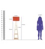 Peri Red Fabric Shade Shelf Floor Lamp With Wood Base