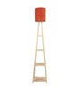 Peri Red Fabric Shade Shelf Floor Lamp With Wood Base
