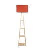 Peri Red Fabric Shade Shelf Floor Lamp With Wood Base