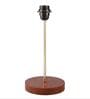 Red Fabric Shade Table Lamp, Brown Wooden Base Bedside & Desk Light for Bedroom, Living Room & Home Decor
