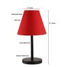 Red Fabric Shade Table Lamp, Minimalist Bedside Lamp with Metal Base for Bedroom, Living Room & Study