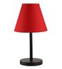 Red Fabric Shade Table Lamp, Minimalist Bedside Lamp with Metal Base for Bedroom, Living Room & Study