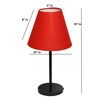 Red Fabric Shade Table Lamp, Modern Bedside & Desk Lamp with Metal Base for Bedroom, Living Room & Home Decor