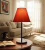 Red Fabric Shade Table Lamp, Modern Bedside & Desk Lamp with Metal Base for Bedroom, Living Room & Home Decor