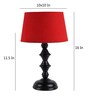 Red Fabric Shade Table Lamp with Black Base