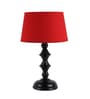 Red Fabric Shade Table Lamp with Black Base
