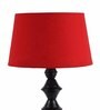 Red Fabric Shade Table Lamp with Black Base