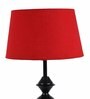 Red Fabric Shade Table Lamp with Black Base